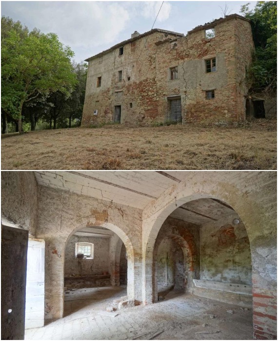Старинная усадьба явно нуждается в реставрации (Умбрия, Италия).