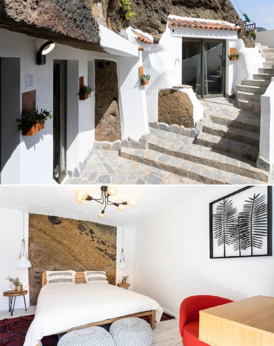 Винодельню, вырезанную внутри скалы, превратили в уютный отель с видом на Национальный природный парк Анага (Тенериф, Испания). | Фото: loveproperty.com.