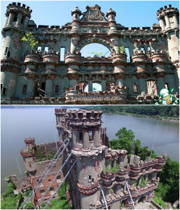 Недостроенный замок, пострадавший от взрыва, до сих пор привлекает внимание своими «средневековыми» формами и неожиданным убранством (Замок Баннермана, остров Поллепел.