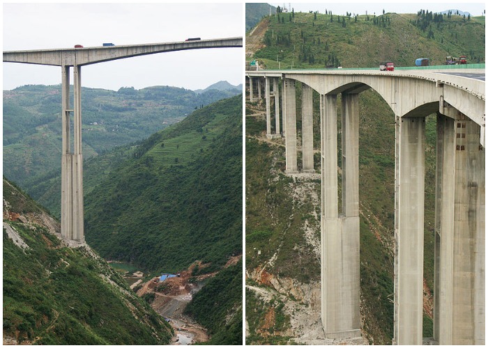 Zhuchanghe Bridge – одна из самых высоких переправ с изогнутой конструкцией (провинция Гуйчжоу).