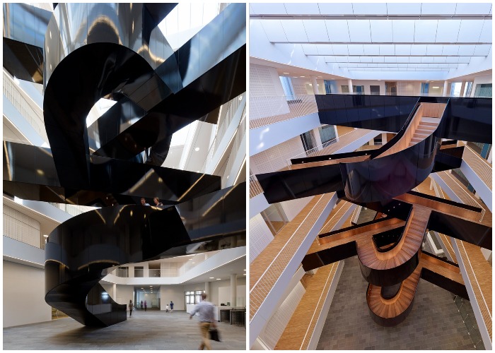 Главная лестница в вестибюле центрального здания сама по себе является произведением искусства (UN City, Копенгаген).