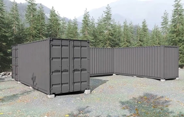 Структура резиденции предусматривает П-образную установку контейнеров. | Фото: livinginacontainer.com.