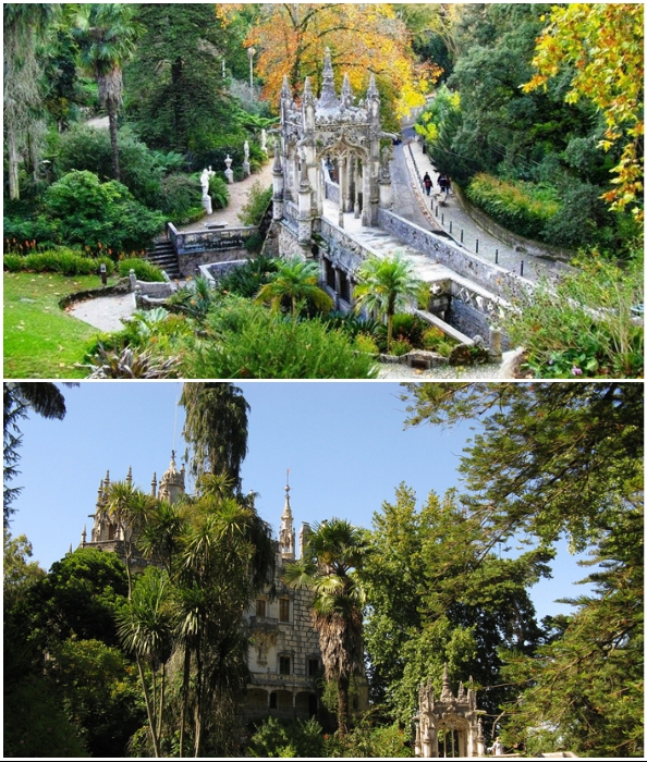 Вокруг дворца разбит живописный парк с мистическим подтекстом (Quinta da Regaleira, Синтра).
