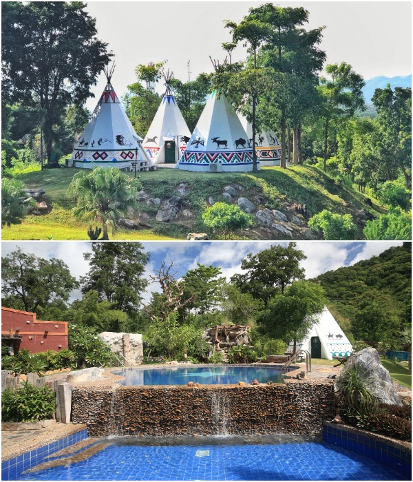 Экзотический отель Big Joey County Resort предлагает гостям почувствовать себя индейцами (Таиланд).
