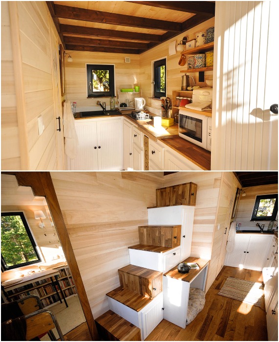 Планировка и оформление мобильного дома от французского производителя Baluchon демонстрируют стиль и практичность (мобильный дом Avonlea). 