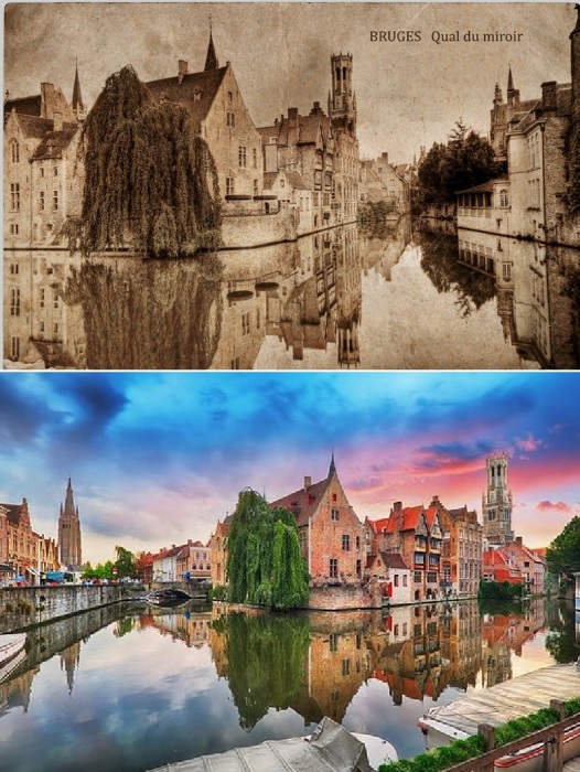 Каждый снимок живописных видов канала и старинных задний, в какую бы эпоху они ни были сделаны, можно считать символом древнейшего города Бельгии (Брюгге).