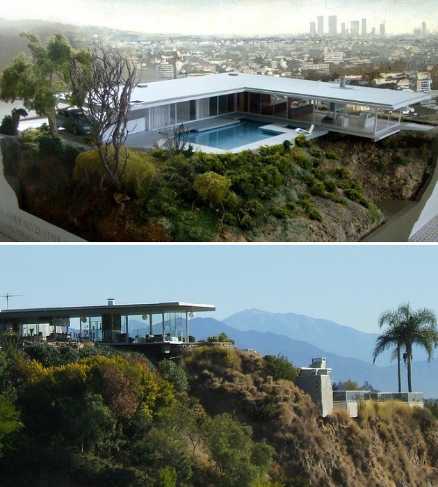 Загородная резиденция Stahl House – культовый объект, мастерски интегрированный Пьером Кенигом в склон холма (Лос-Анджелес, США). 