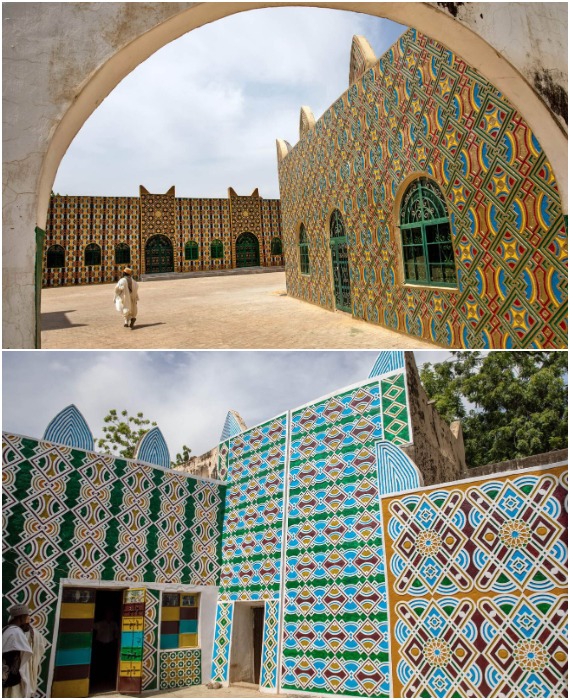 Дворцы правителей щедро покрывались узорами и орнаментами, подчеркивая их статус и богатство (Дворец Дутсе, Нигерия).
