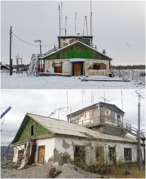Здание аэропорта ленд-лиза находится в плачевном состоянии, но полеты еще совершаются («Томтор», Якутия).