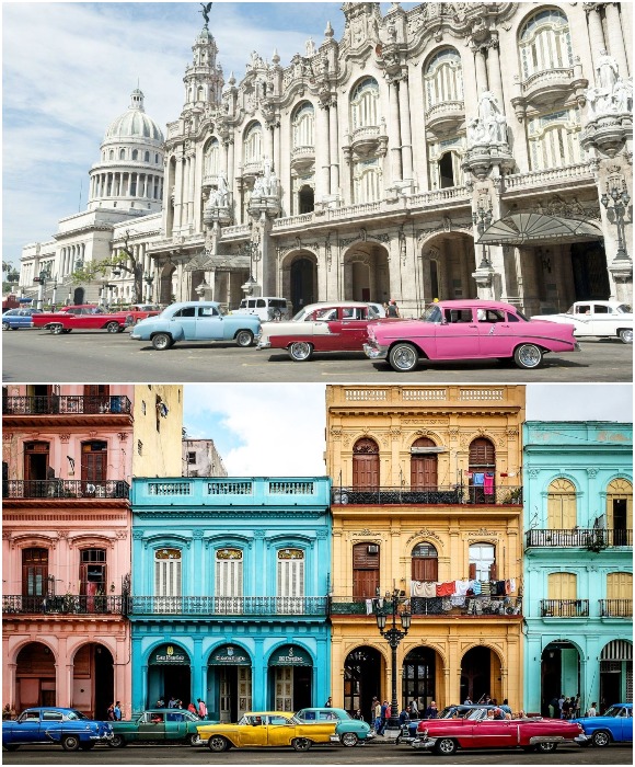 Обилие ретро-автомобилей придают Гаване особую изюминку (La Habana Vieja, Куба).