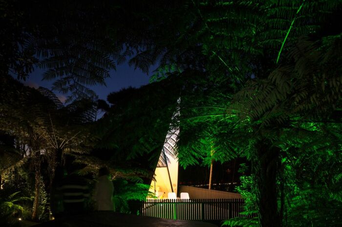 Буйная зелень тропического леса острова Уаихеке в большей мерее дело рук неравнодушных энтузиастов (The Tent House, Новая Зеландия). | Фото: contemporist.com.