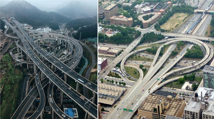 Даже скоростная автострада может стать эффектным дополнением к горизонту ярких мегаполисов.
