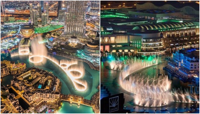 Дубайский фонтан устраивает самое большое хореографическое шоу фонтанов в мире (ОАЭ).