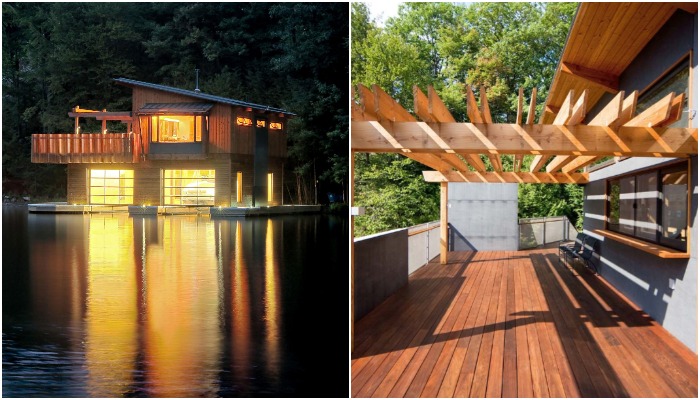 Двухэтажный плавучий дом – идеальное место для жизни на лоне природы и для работы на свежем воздухе (озеро Мускока, Канада).