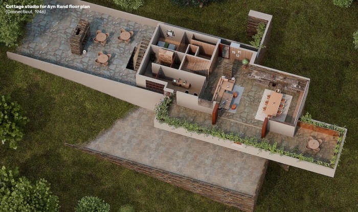 Интерьер загородного дома в природной зоне разработали дизайнеры NeoMam Studios (3D-рендеринг NeoMam Studios). | Фото: architecturaldigest.com.