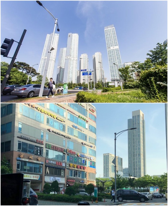 По городу передвигаются на обычных автомобилях, так что об устойчивом низкоуглеродном пространстве пришлось забыть (Songdo IBD, Южная Корея).