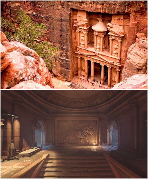 Величественные храмы стали украшением пещерного города Петра (Иордания).