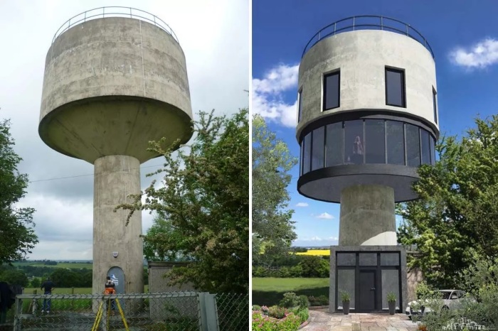 Старая водонапорная башня и концепт преобразований Flockton Water Tower.