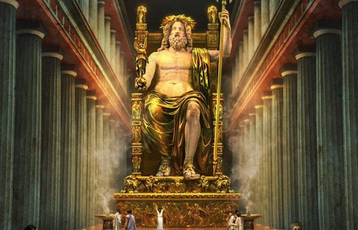 Статуя Зевса из Олимпейона является одним из Семи Чудес света (цифровая визуализация). | Фото: awesomeworld.ru.