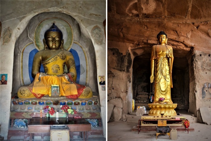 В каждом гроте установлены скульптуры Будды в разном обличии (Mati Si, Китай).