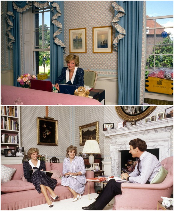 В своем кабинете-гостиной Диана дала волю фантазии и реализовала мечты (Кенсингтонский дворец, Лондон).