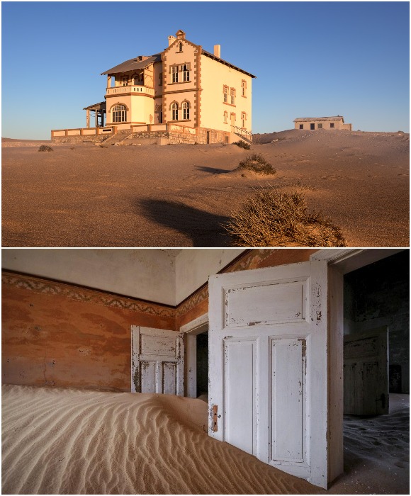 Теперь вместо парков, аллей и роскошных особняков лишь руины и песок (Колманскоп, Намибия).