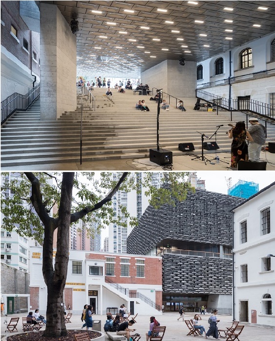 Все открытые пространства превращены в общественные зоны, где можно проводить мероприятия или просто общаться (Tai Kwun Centre, Гонконг).