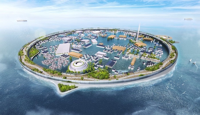 Амбициозный плавучий город от японского стартапа N-Ark (визуализация Dogen City). | Фото: mymodernmet.com.