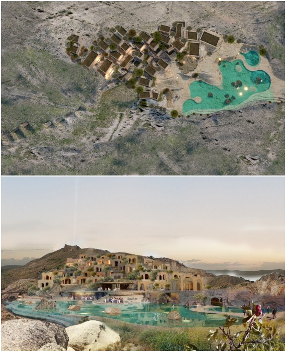 Значительная часть номеров и помещений СПА-отеля планируют разместить внутри скалы (концепт GAD Cappadocia Hotel & Spa). | Фото: gadarchitecture.com.