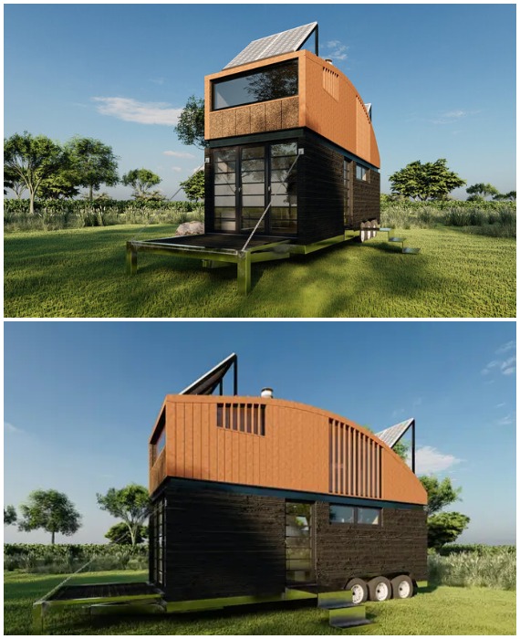 «Натура»: двухуровневый крошечный дом с оригинальным дизайном и инновационными опциями.