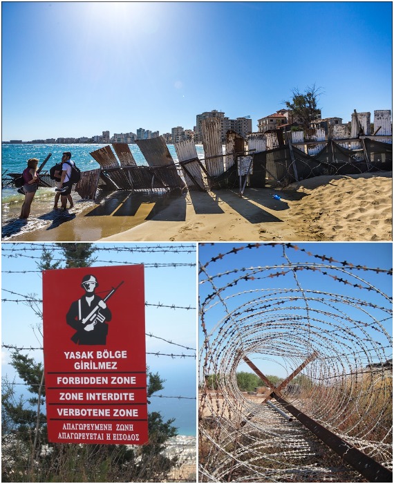 Начиная с 1974 года фешенебельный курорт и вся прилегающая территория обнесена забором и колючей проволокой, на которых красуются предупреждающие таблички о всевозможных запретах (Varosha, Фамагуста).