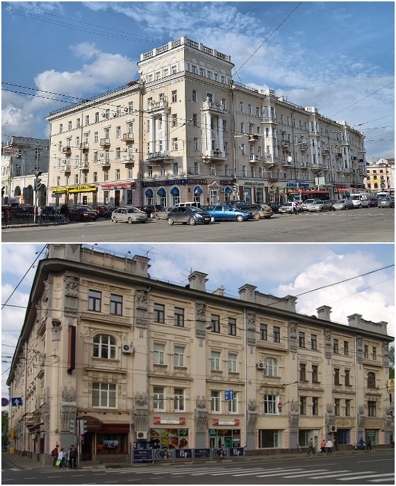 Первые жилые дома, построенные в эпоху Сталина до сих пор выглядят презентабельно и величественно.