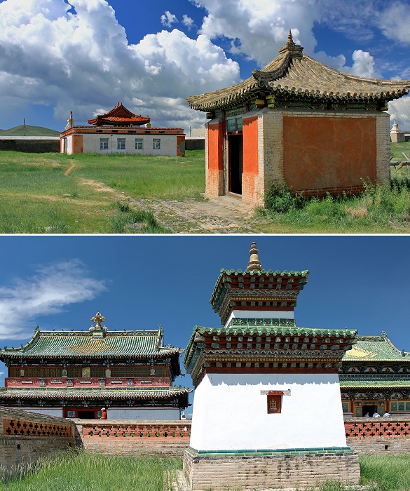 Представители каждого богатого рода старались вложить средства в строительство собственной ступы или молельной комнаты, которые пополняли коллекцию храмового комплекса (Erdene Zuu Hyid, Монголия).