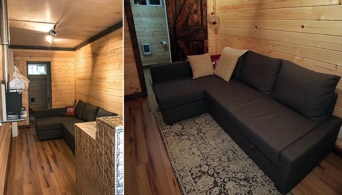 Гостиная в контейнерном доме.
