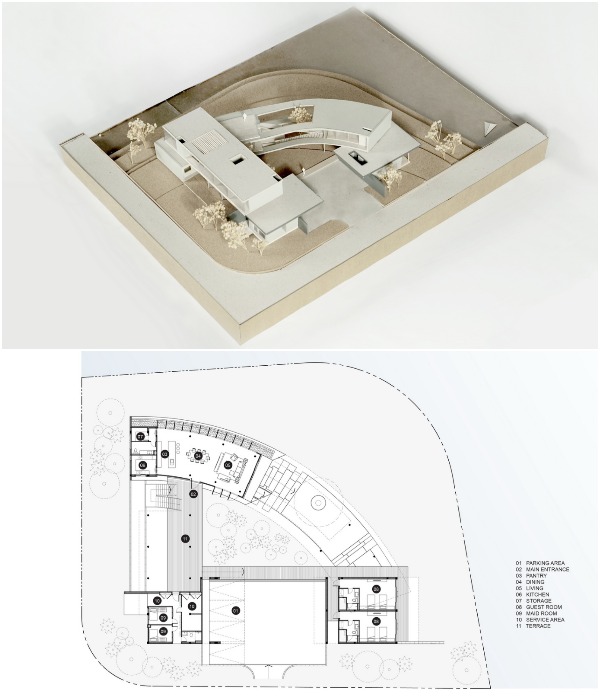 Макет и план-чертеж «Радиального дома» созданного архитектурной компанией Stu/D/O. 