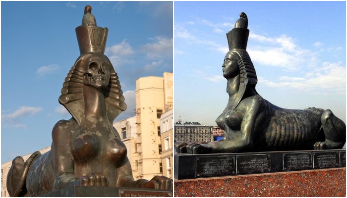 Самыми необычными скульптурами являются сфинксы современного творца Михаила Шемякина, они являются памятником жертвам политических репрессий в СССР (Санкт-Петербург).