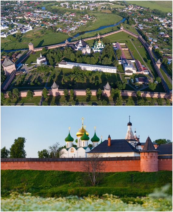 Один из крупнейших монастырей России спрятан за мощной крепостной стеной (Спасо-Евфимиев мужской монастырь, Суздаль).