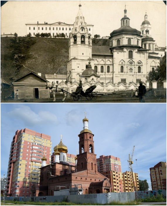 Вот так современные градостроители решили вопрос возврата древней святыни практически на прежнее место (Тобольск).