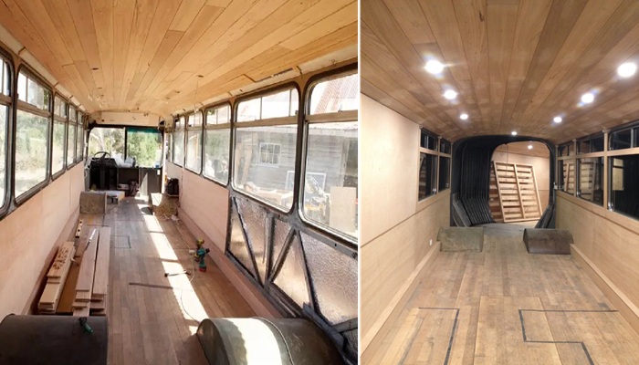 Ник выполнил большую часть работ по преобразованию автобуса самостоятельно.