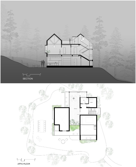План-чертеж расположения загородного дома «Звезда» на лесистом участке в пригороде Далата (проект студии APS Concept).