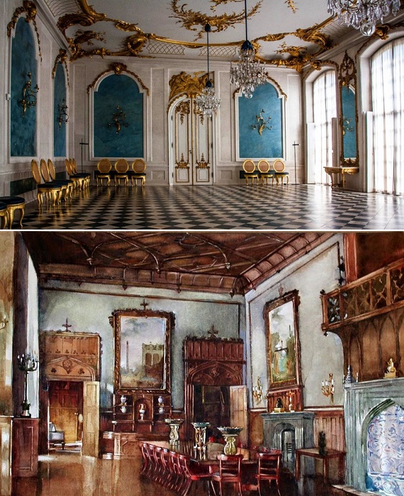 Парадный зал для приемов и Парадная столовая Воронцовского дворца (Алупка, Крым).