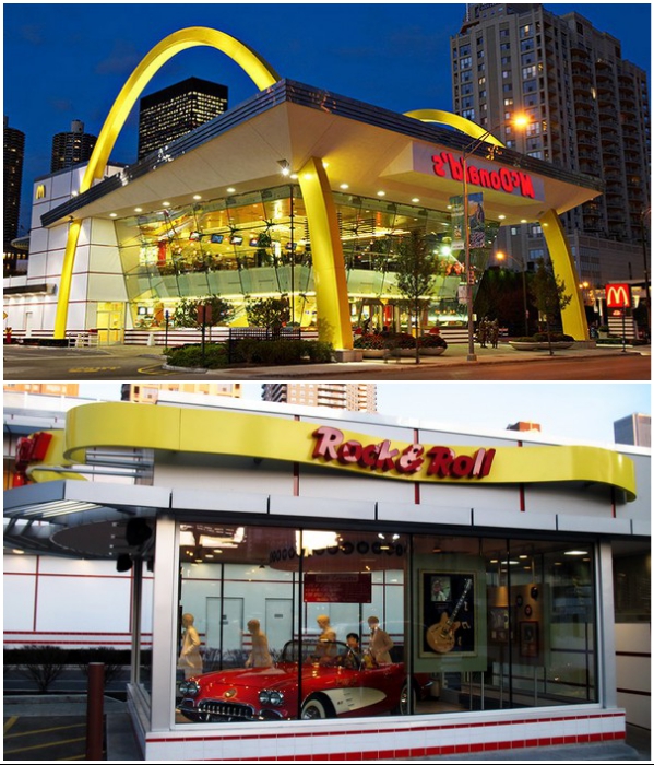 Самый крутой рок-н-рольный ресторан McDonald's в мире (Чикаго, США). | Фото: amsterdamtravel.ru/ tripadvisor.ru.