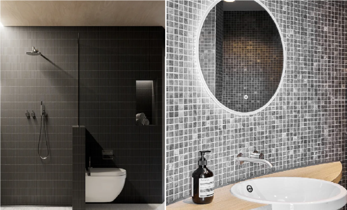 Просторная ванная комната оборудована душевой кабиной, унитазом и рукомойником, которые входят в стоимость модульного дома («LumiPod»). | Фото: maisonelleinteriors.com/ lumi-pod.com.