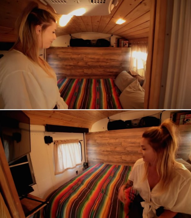 Спальня, совмещенная с кабинетом, даже в школьном автобусе может быть просторной и уютной («One Wild Ride»). | Фото: youtube.com/ © Luke Thill.
