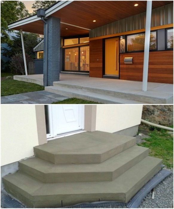 Самый простой способ создания порога и ступеней – это монолитная конструкция из бетона. | Фото: istratehnik.ru.