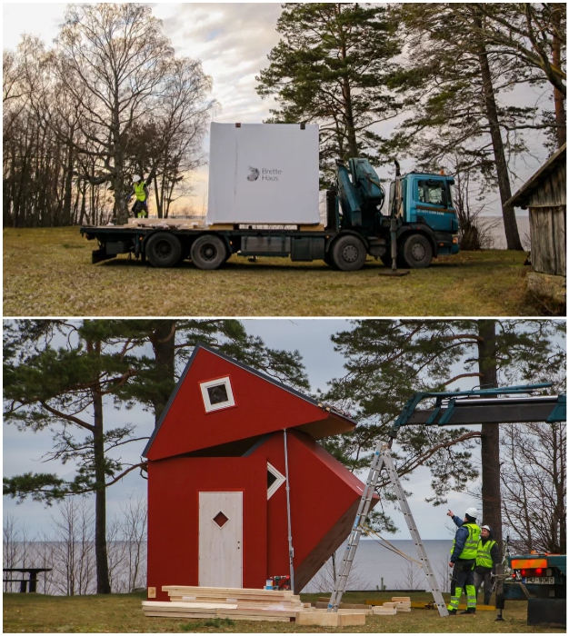 Дом-трансформер можно доставить как обычный грузовой контейнер и распаковать (Brette Haus).
