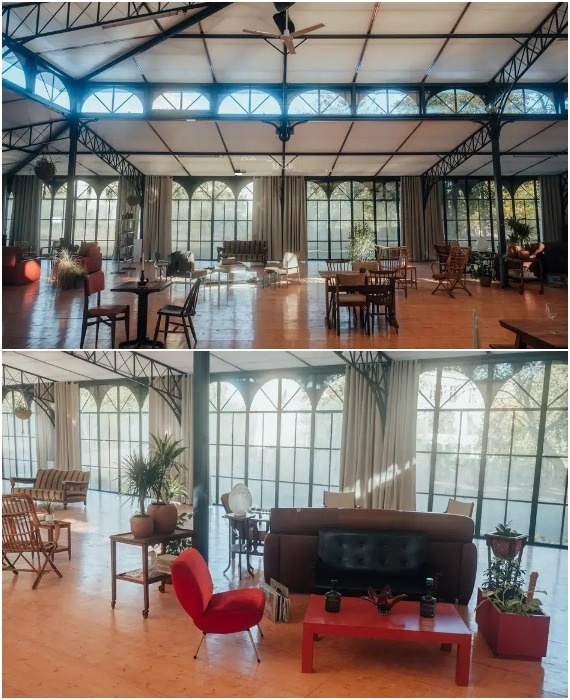 Павильон-оранжерея вмещает до 300 гостей, только угощения нужно привозить с собой (La Mothe-Chandeniers, Франция).