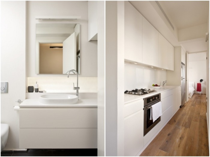 В центре квартиры расположили изолированную ванную комнату и кухню (Израиль). | Фото: arthitectural.com.