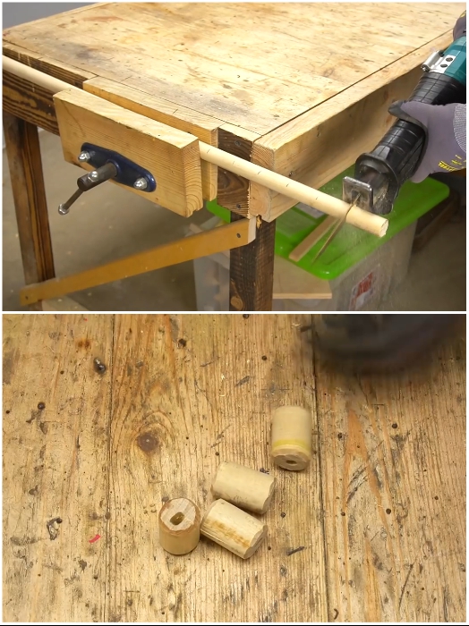 Процесс изготовления деревянной втулки. | Фото: youtube.com/ © Men's Craft.
