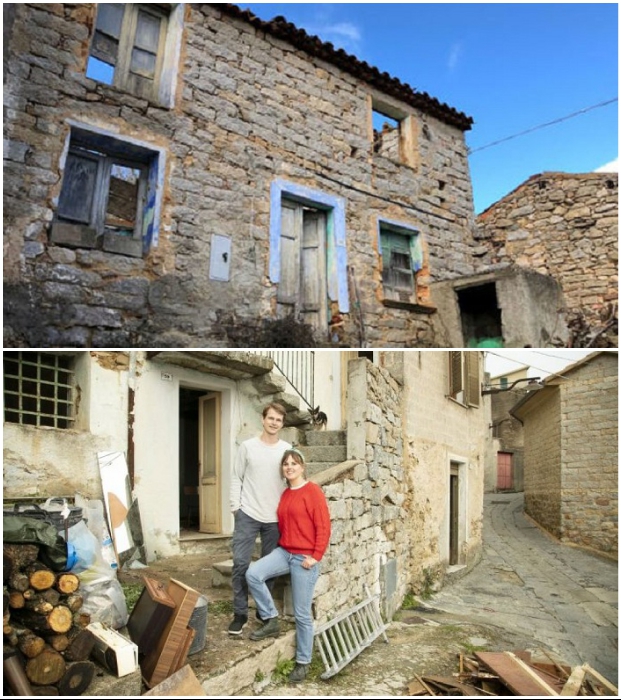 Полуразрушенные дома постепенно приобретают новых владельцев (Оллолаи, Сардиния).